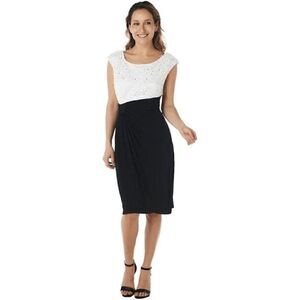 Connected Apparel Sleeveless Color Block Sequin Lace Dress Plus Size 24W